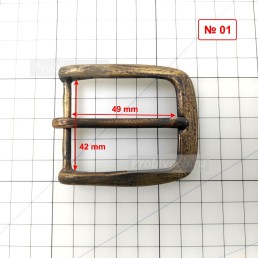 Пряжка ременная №01 литая латунь состаренная 42х49 мм