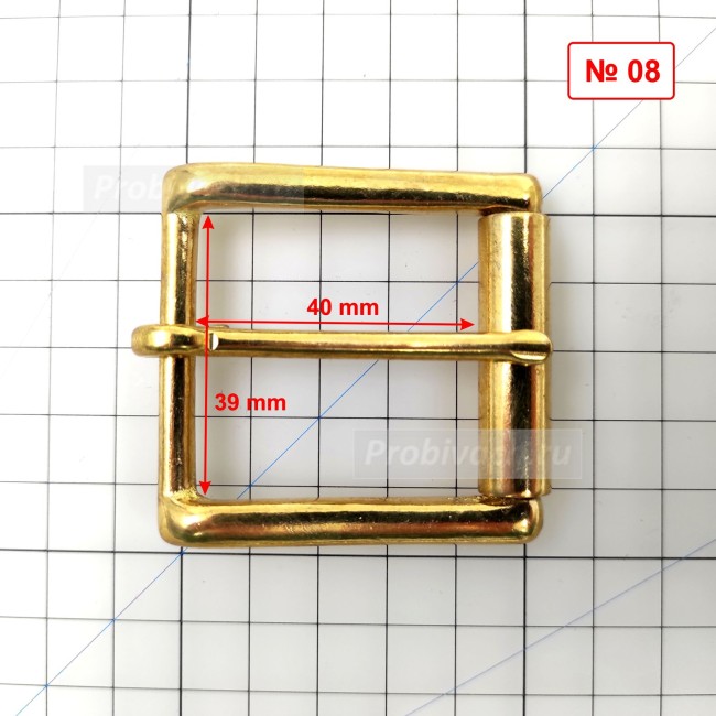 Пряжка ременная с роликом №08 литая латунь 39х40 мм
